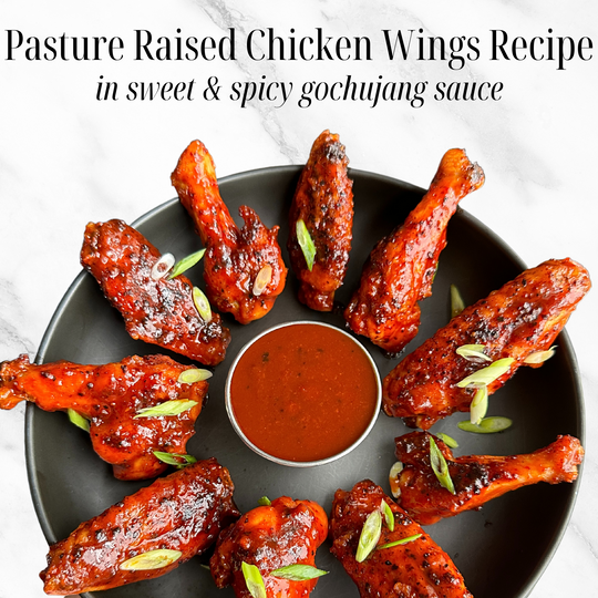 Pasture Raised Chicken Wings in Sweet & Spicy Gochujang Sauce