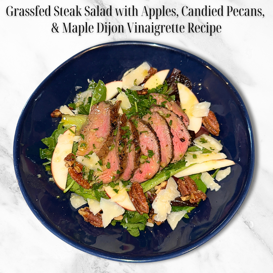 Grassfed Steak Salad with Apples, Candied Pecans, & Maple Dijon Vinaigrette Recipe