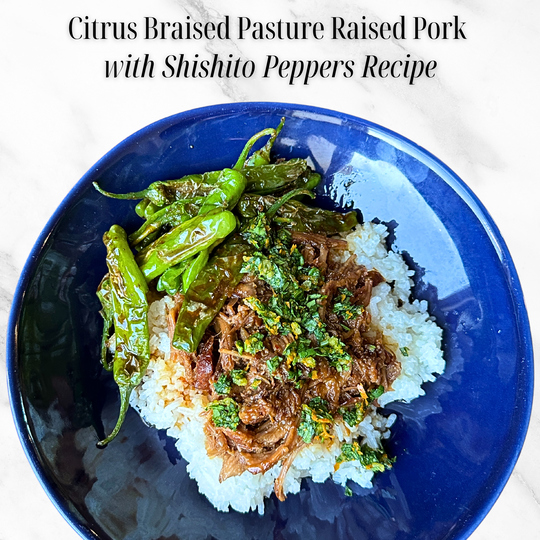 Citrus Braised Pasture Raised Pork with Shishito Peppers Recipe