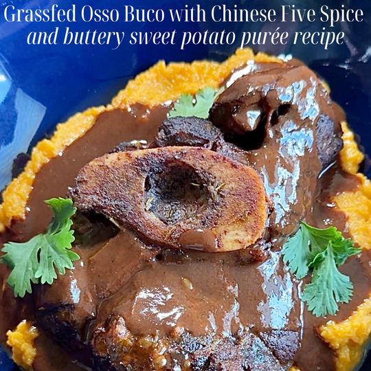 Grassfed Ossobuco with Chinese Five Spice and Buttery Sweet Potato Purée