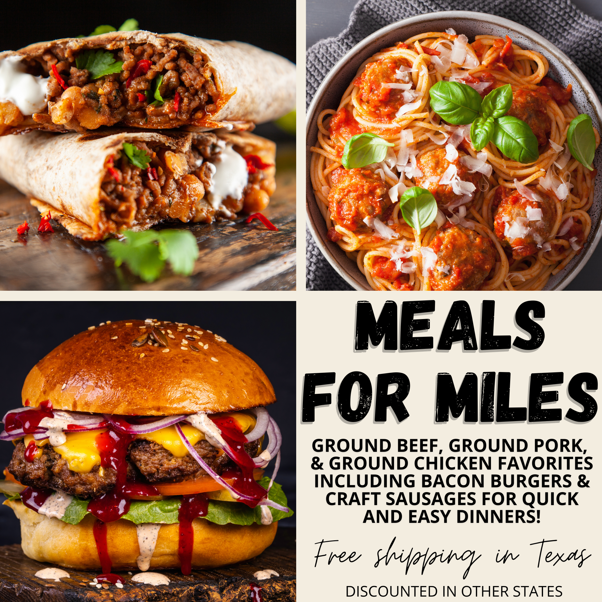 Meals for Miles – Texas Pasture Raised & Grass fed Meats Box – 1915 Farm