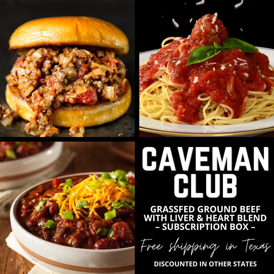 Grassfed Caveman Blend –Ground Beef w/ Liver & Heart Subscription (20 lbs.)