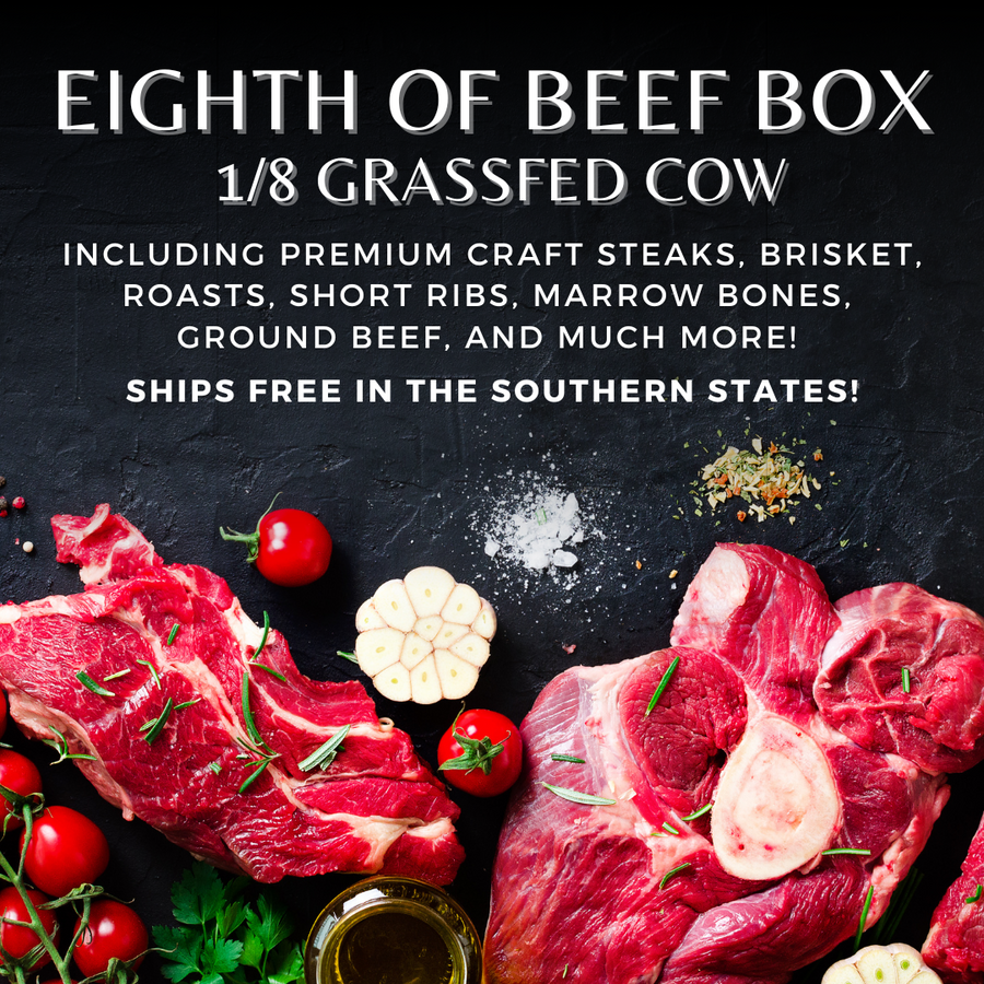 Eighth of Beef Box – 1/8 Grassfed Cow - Free Shipping Southern States!