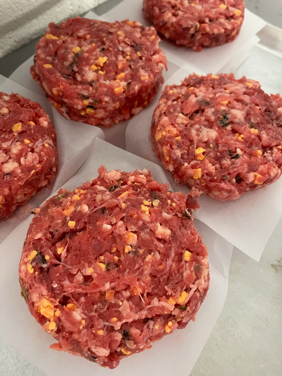 Grassfed Brisket Burgers with Jalapeño & Cheddar